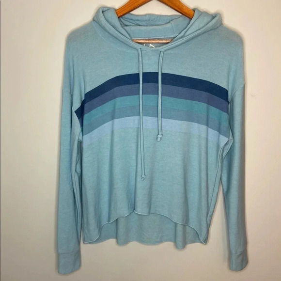 CHASER Blue Beach Stripes Pullover Hoodie- size Medium - Picture 2 of 7